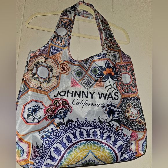 Johnny Was Reusable Shopping Tote Bag Geometric Floral Blue - NWOT - Picture 1 of 3